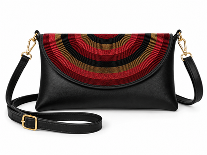 Pochette Nisaï – sac masaï en perles brodées à la main et simili cuir de qualité | Maison Mousso