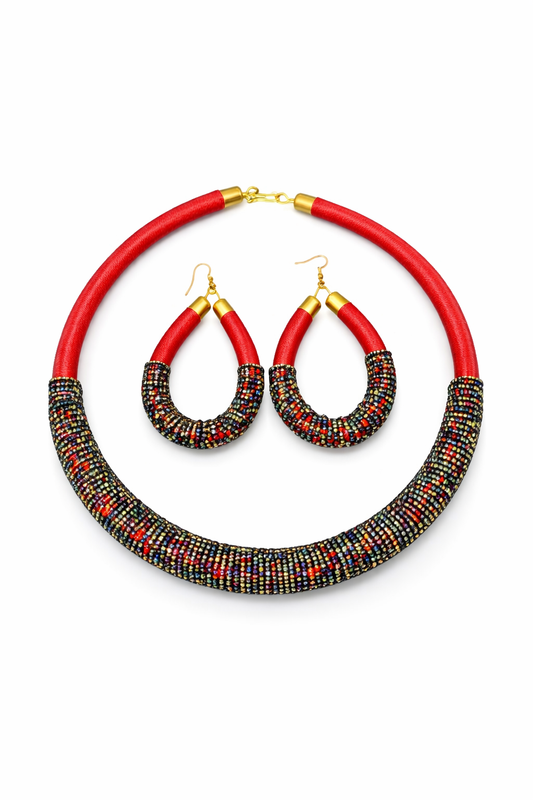 Parure MALIKA – Collier & boucles perlées faits main