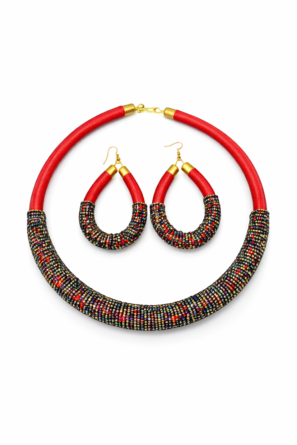Parure MALIKA – Collier & boucles perlées faits main