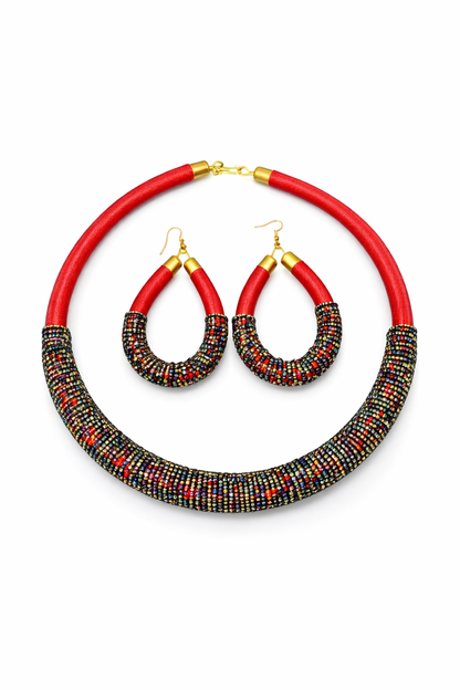 Parure MALIKA – Collier & boucles perlées faits main