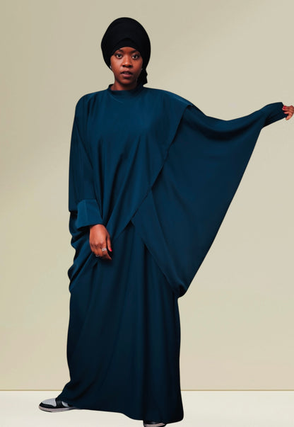 Ensemble « AMINAH » haut croisé et robe en soie de Médine