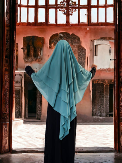 Khimar turquoise en mousseline